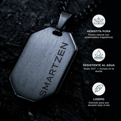 Collar Placa Militar de Hematita Smartzen
